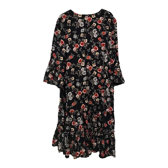 Roper Black and Pink Floral Western Dress with Bell Sleeves Size Medium NWT - Picture 3 of 5